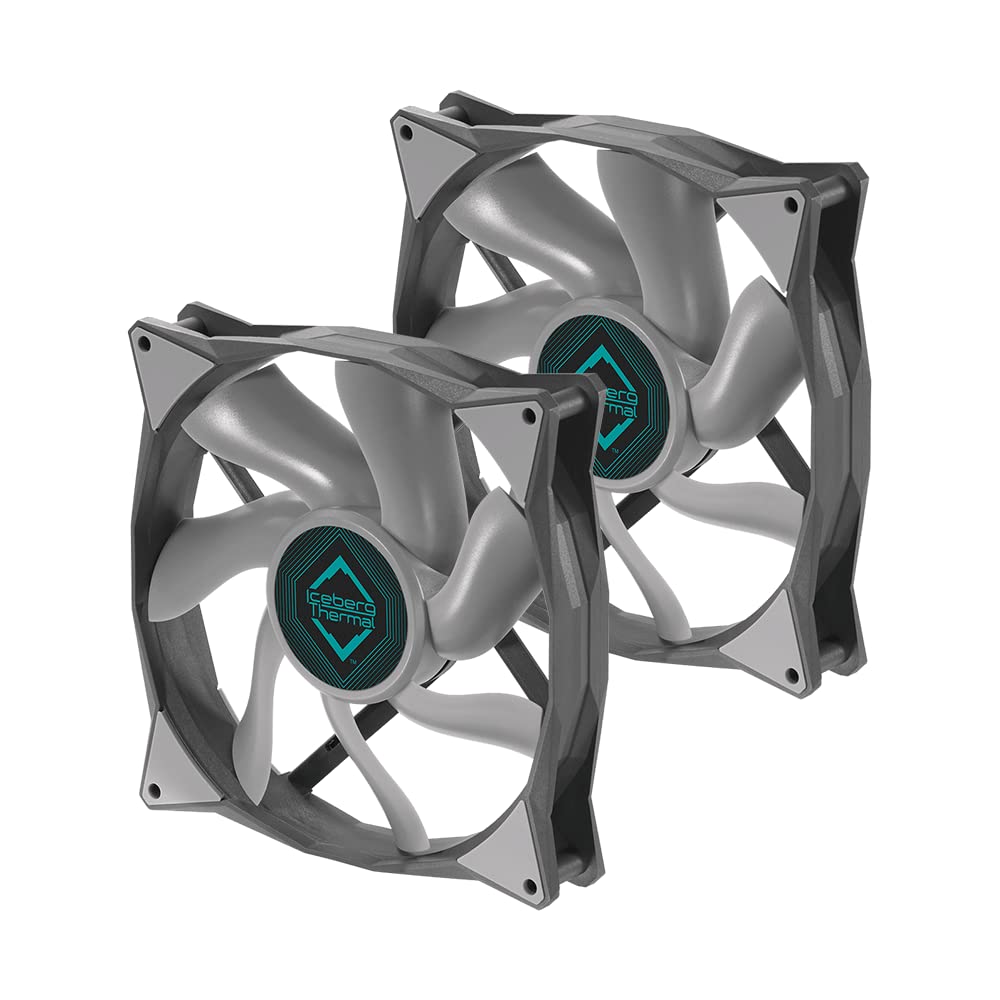 Iceberg Thermal IceGALE Xtra 140 mm PWM Kugellager Hochleistungs-Gehäuselüfter, Grau (2er Pack)