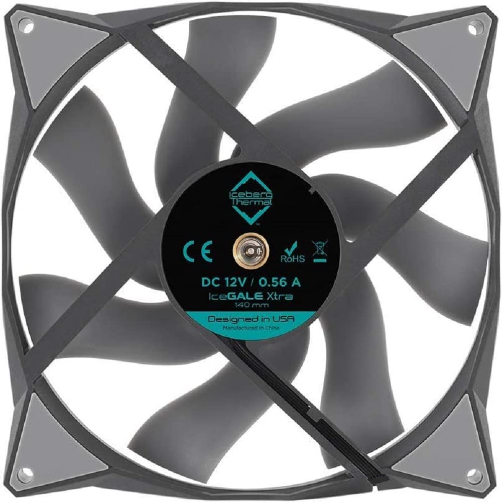 Iceberg Thermal IceGALE Xtra 140 mm PWM Kugellager Hochleistungs-Gehäuselüfter, Grau (2er Pack)