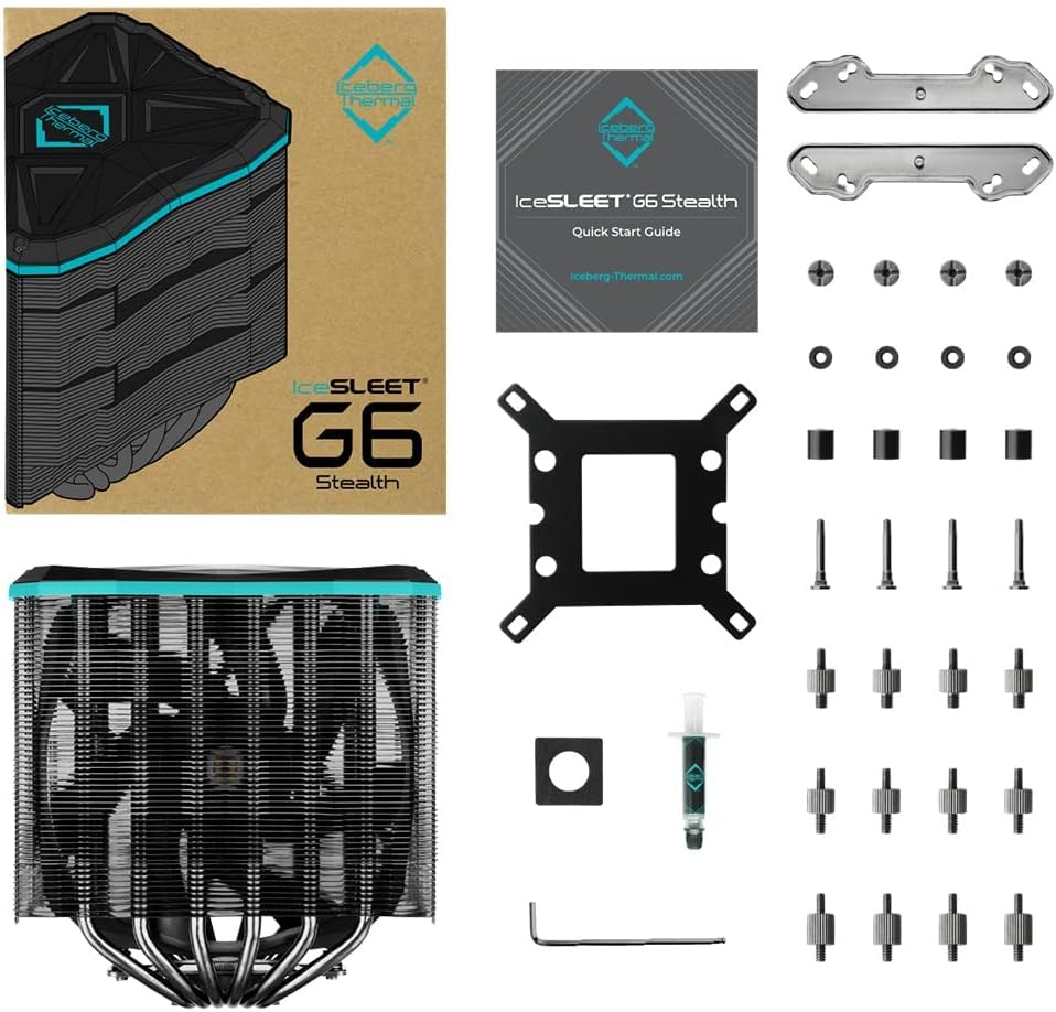 Iceberg Thermal IceSLEET G6 Stealth Heatpipe mit Ultra 140 mm Silent Fan Premium Hybrid CPU-Kühler kompatibel mit LGA 1700 & AMD5 u.a.