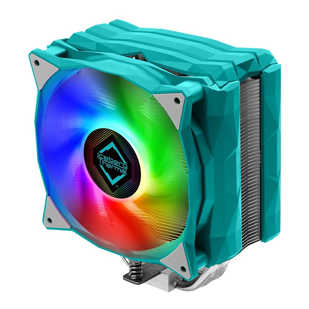 Iceberg Thermal IceSLEET G4 OC CPU Air Cooler 4 vernickelte Heatpipes mit ARGB 120 mm PWM Lüfter für Intel und AMD (Blaugrün) OC (Blaugrün)