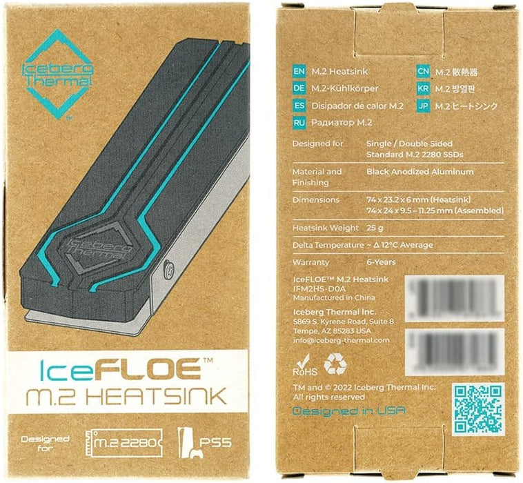 Iceberg Thermal IceFLOE M.2 SSD Heatsink NVME Double Sided PS5 Compatible
