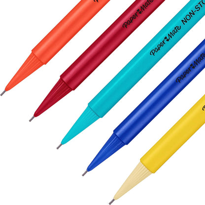 Paper Mate Non-Stop Mechanical Pencil | 0.7mm with Shock-Absorbing Tip | HB #2 | Assorted Barrel Colours | 10 Count Assorted Neon Barrel Colours 1 count (Pack of 10)