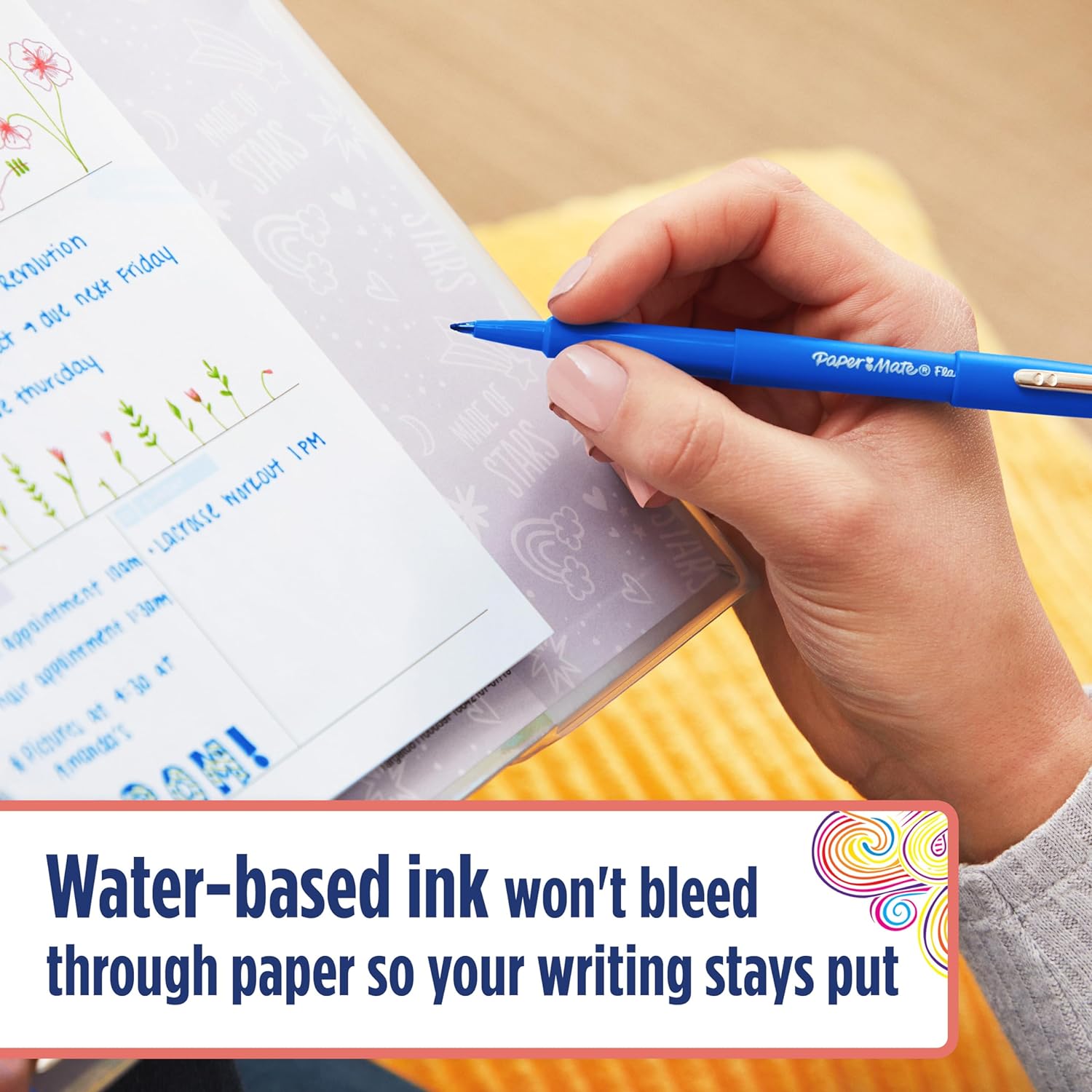 Paper Mate Flair rotuladores | punta mediana (0,7 mm) | azul marino | caja de 12