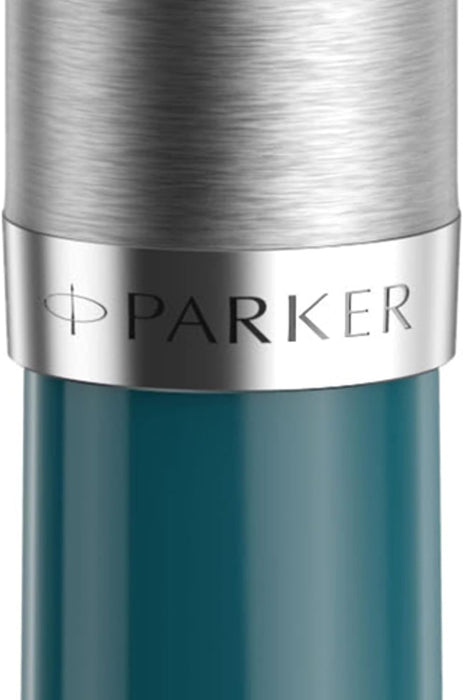 Parker 51 Ballpoint Pen | Teal Blue Barrel with Chrome Trim | Medium Point with Black Ink Refill | Gift Box