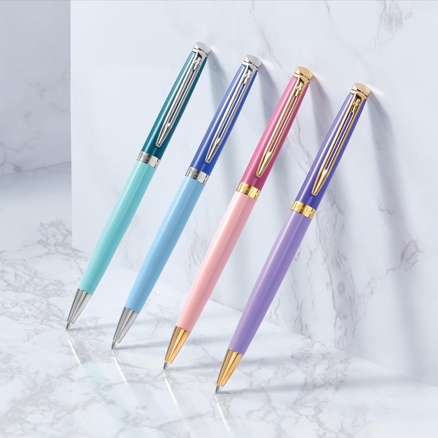 Waterman Hémisphère Ballpoint Pen Metal & Pink Lacquer with Gold Trim Medium Point Blue Ink Gift Box Foutain pen Medium Nib Pink
