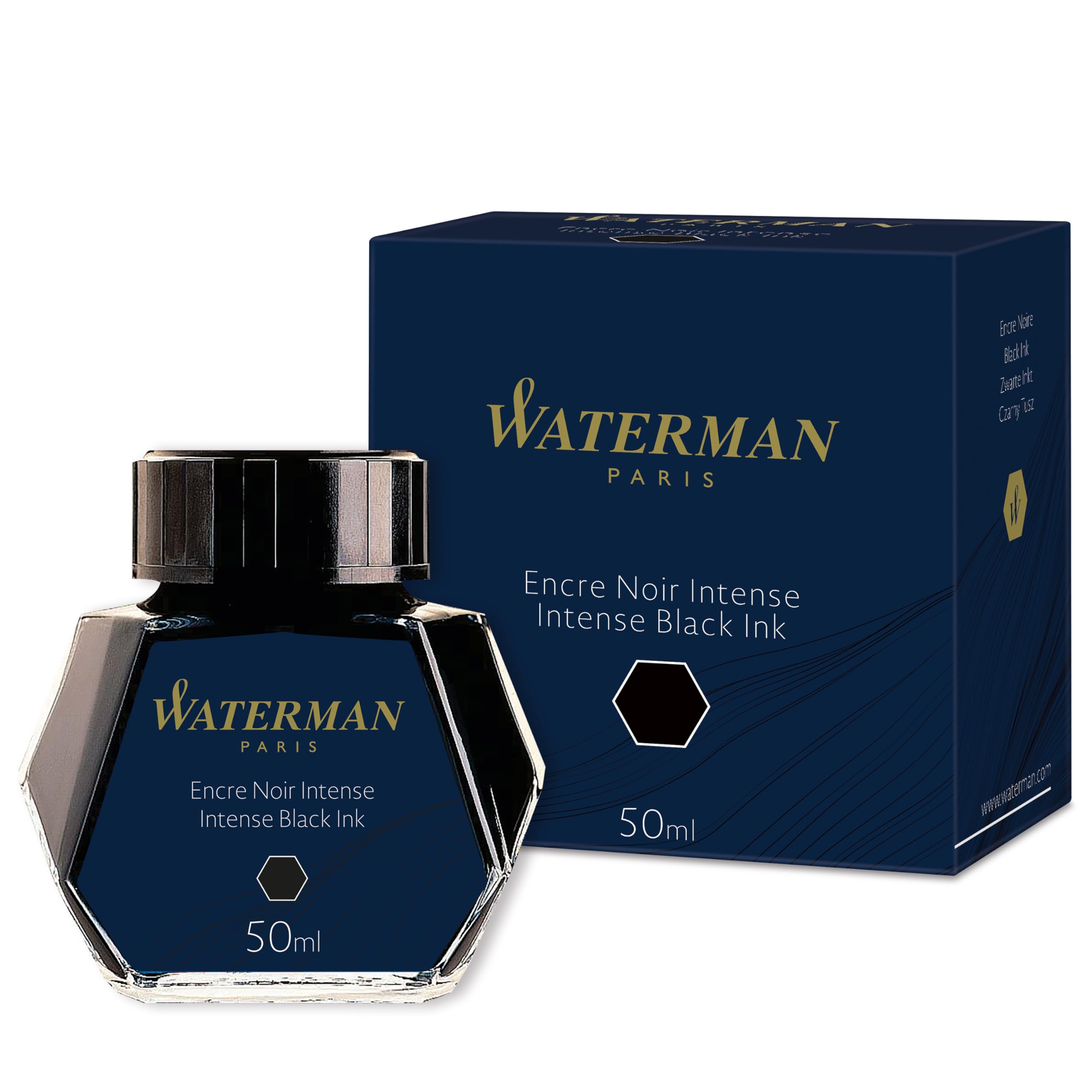 Waterman Füllertinte im Tintenfass | Intense Black | Tintenflacon mit 50 ml intensives Schwarz 1 Stück (1er Pack