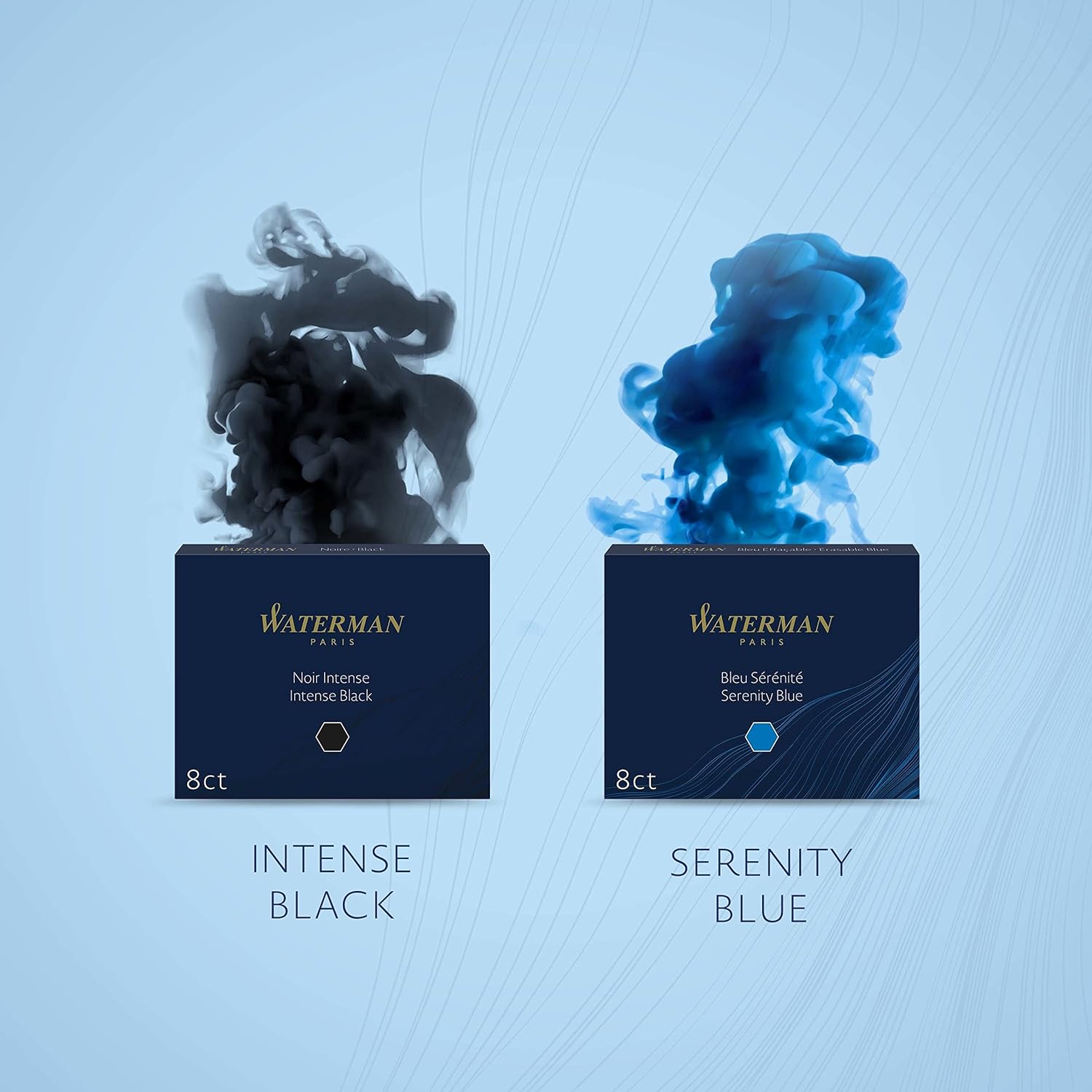 Waterman Fountain Pen Refill Ink Cartridges | Standard International (Short) | Serenity Blue |