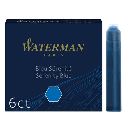 Waterman Fountain Pen Refill Ink Cartridges | Standard International (Short) | Serenity Blue |