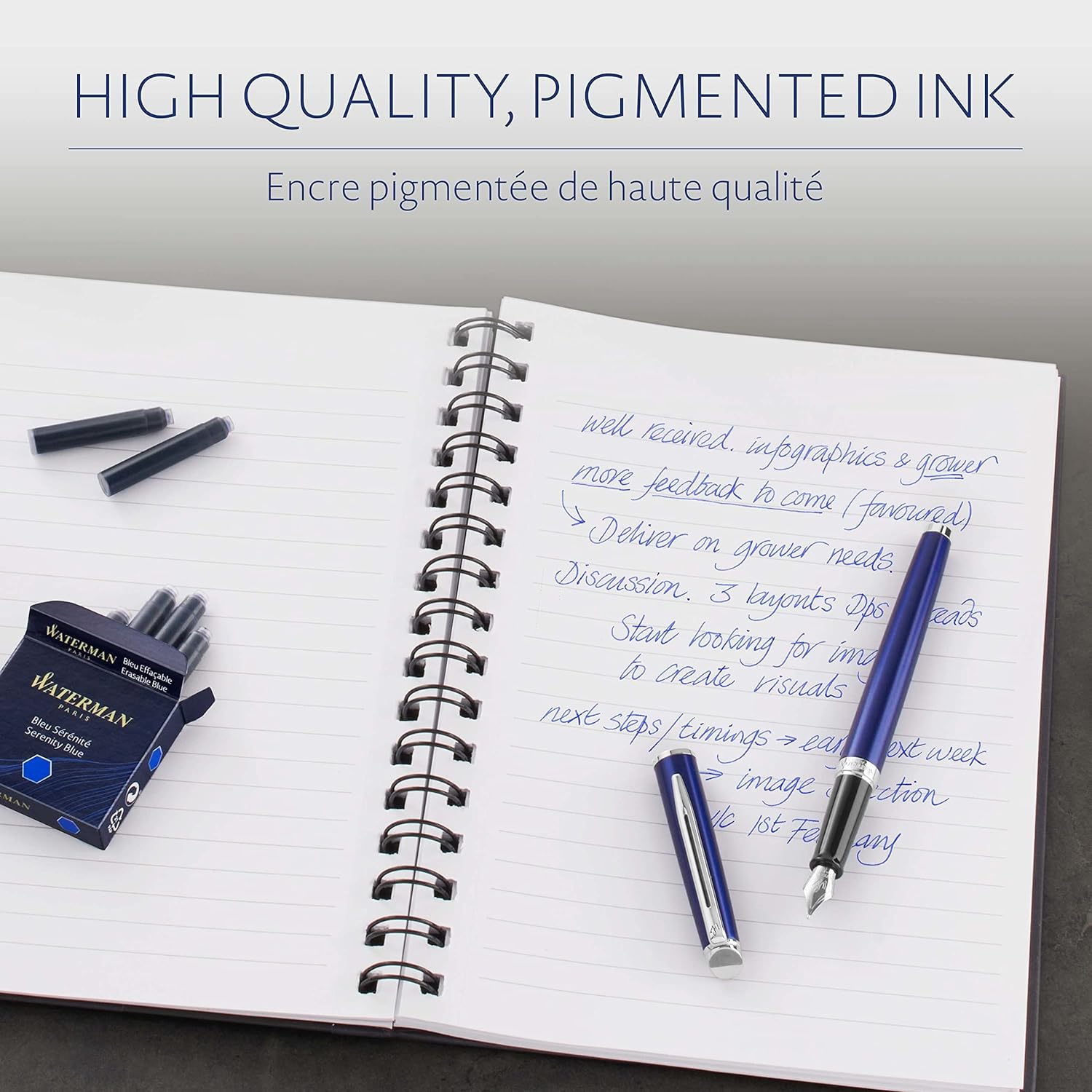 Waterman Fountain Pen Refill Ink Cartridges | Standard International (Short) | Serenity Blue |