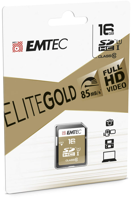 EMTEC SD Card 16GB SDHC (CLASS10) Gold + Kartenbl
