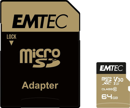 Emtec microSDXC 64GB Class10 Speedin 64GB MicroSDXC Class 10 Speicherkarte - Speicherkarten (MicroSDXC, Schwarz, Braun, Class 10
