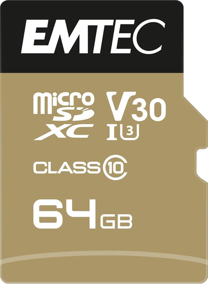 Emtec microSDXC 64GB Class10 Speedin 64GB MicroSDXC Class 10 Speicherkarte - Speicherkarten (MicroSDXC, Schwarz, Braun, Class 10