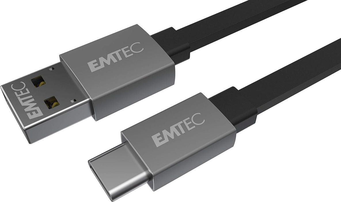 Emtec Cable T700 Dual USB-A/Type-c für Smartphone und Tablet flachem Kabel von 120 cm USB-C