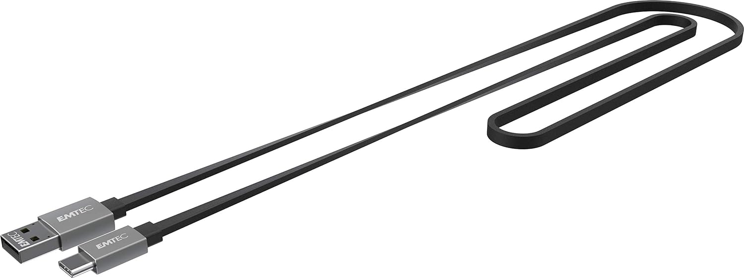 Emtec Cable T700 Dual USB-A/Type-c für Smartphone und Tablet flachem Kabel von 120 cm USB-C