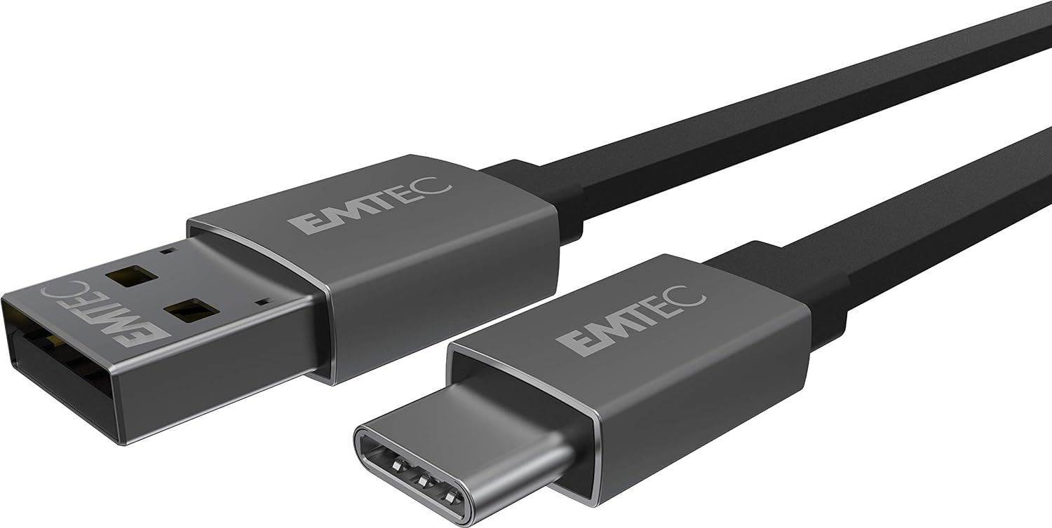 Emtec Cable T700 Dual USB-A/Type-c für Smartphone und Tablet flachem Kabel von 120 cm USB-C