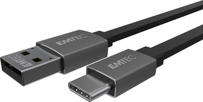 Emtec Cable T700 Dual USB-A/Type-c für Smartphone und Tablet flachem Kabel von 120 cm USB-C