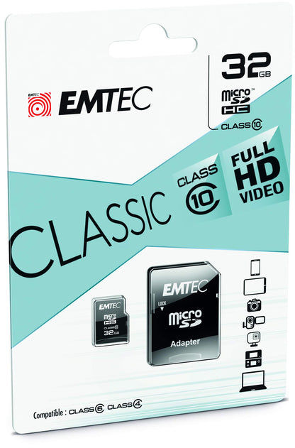 EMTEC microSD Card 32GB SDHC CL.10 Classic + Adap
