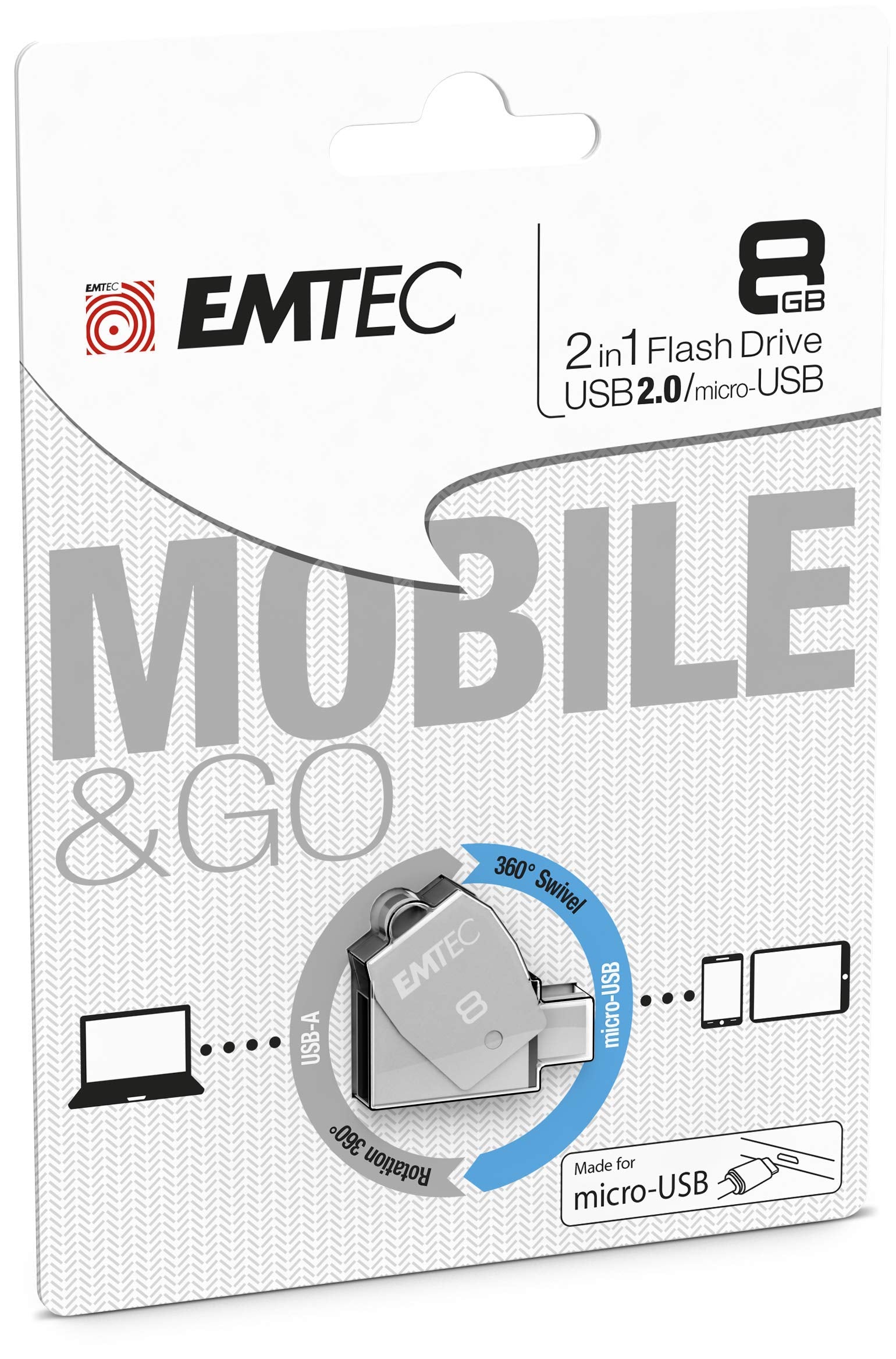Emtec Dual USB2.0 Micro USB T250 8GB