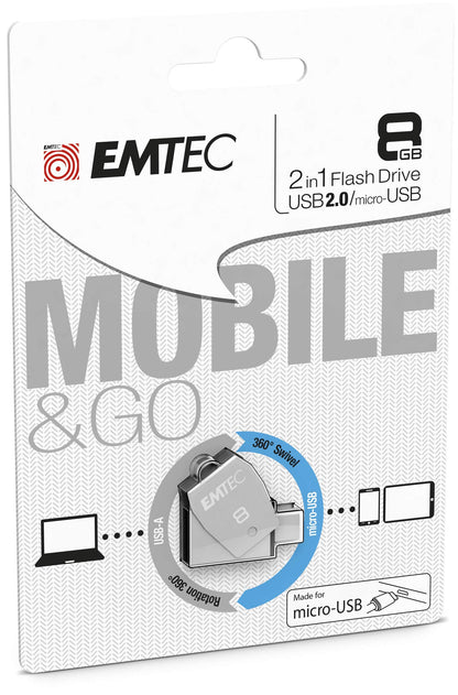 Emtec Dual USB2.0 Micro USB T250 8GB