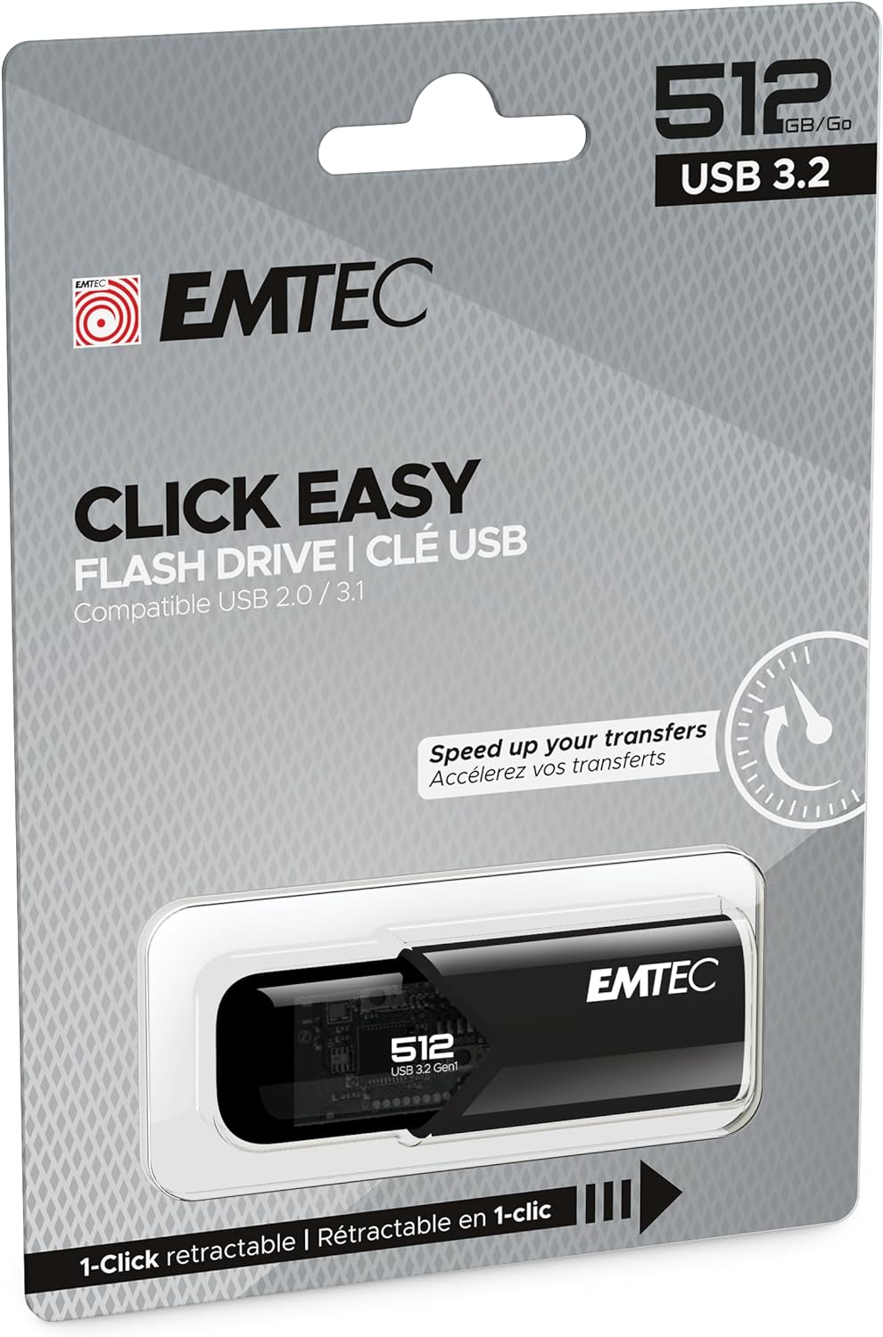 Emtec B110 Click Easy 3.2 512GB USB Type-A 3.2 Gen 2 (3.1 Gen 2) Black