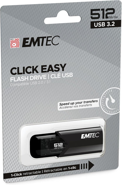Emtec B110 Click Easy 3.2 512GB USB Type-A 3.2 Gen 2 (3.1 Gen 2) Black