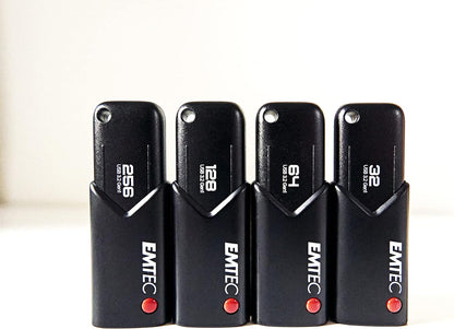 Emtec ECMMD220 Click Secure USB 3.0 Flash Drive 256 GB External Storage Read 100 Mb/S Write 20 Mb/S With AES260 Encryption Software Black 56GB12 3