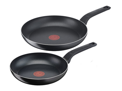 Tefal B55590 Easy Cook & Clean 2-Piece pan Set | consisting of pan 24/28 cm | Non-Stick Coating | Safe | Thermal Signal | Diffusion pan Bottom | Healthy Cooking | Black Pan set 24/28 cm