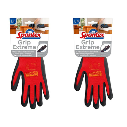 Spontex Grip Extreme Arbeitshandschuhe mit Nitrilbeschäumung, nach EN 388, leicht, flexibel, Farbe nicht frei wählbar, Größe L, 1 Paar (Packung mit 2) L (2er Pack)