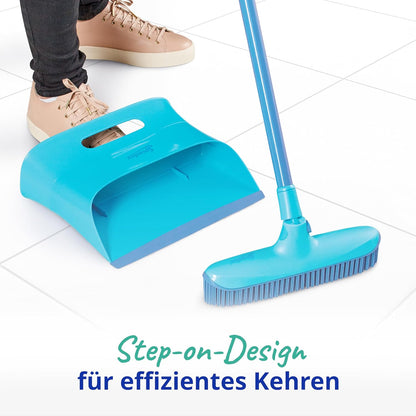 Spontex Catch & Clean Set aus Gummibesen und Kehrblech für den Innenbereich, Set aus Gummibesen und Kehrblech zur Entfernung von Haaren Catch & Clean Compact