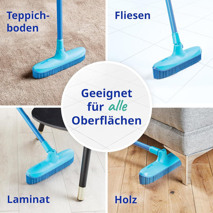 Spontex Catch & Clean Set aus Gummibesen und Kehrblech für den Innenbereich, Set aus Gummibesen und Kehrblech zur Entfernung von Haaren Catch & Clean Compact