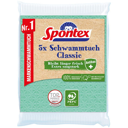 Spontex Schwammtuch Classic, 5 Stück Schwammtuch Classic 5er Pack