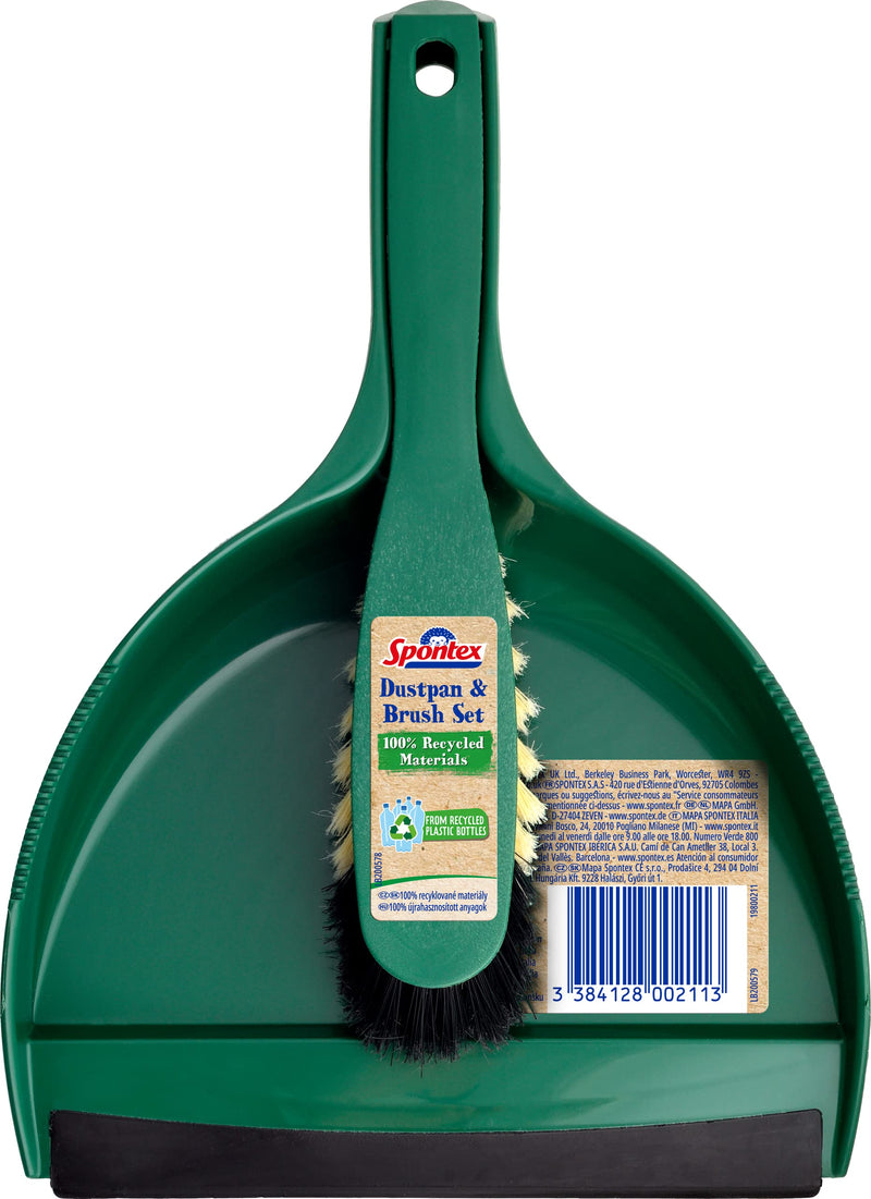 Spontex Eco Green Handfeger Set aus 100% recycelten Materialien, 2 Arten von Borsten, effiziente und schnelle Reinigung, 1 Set