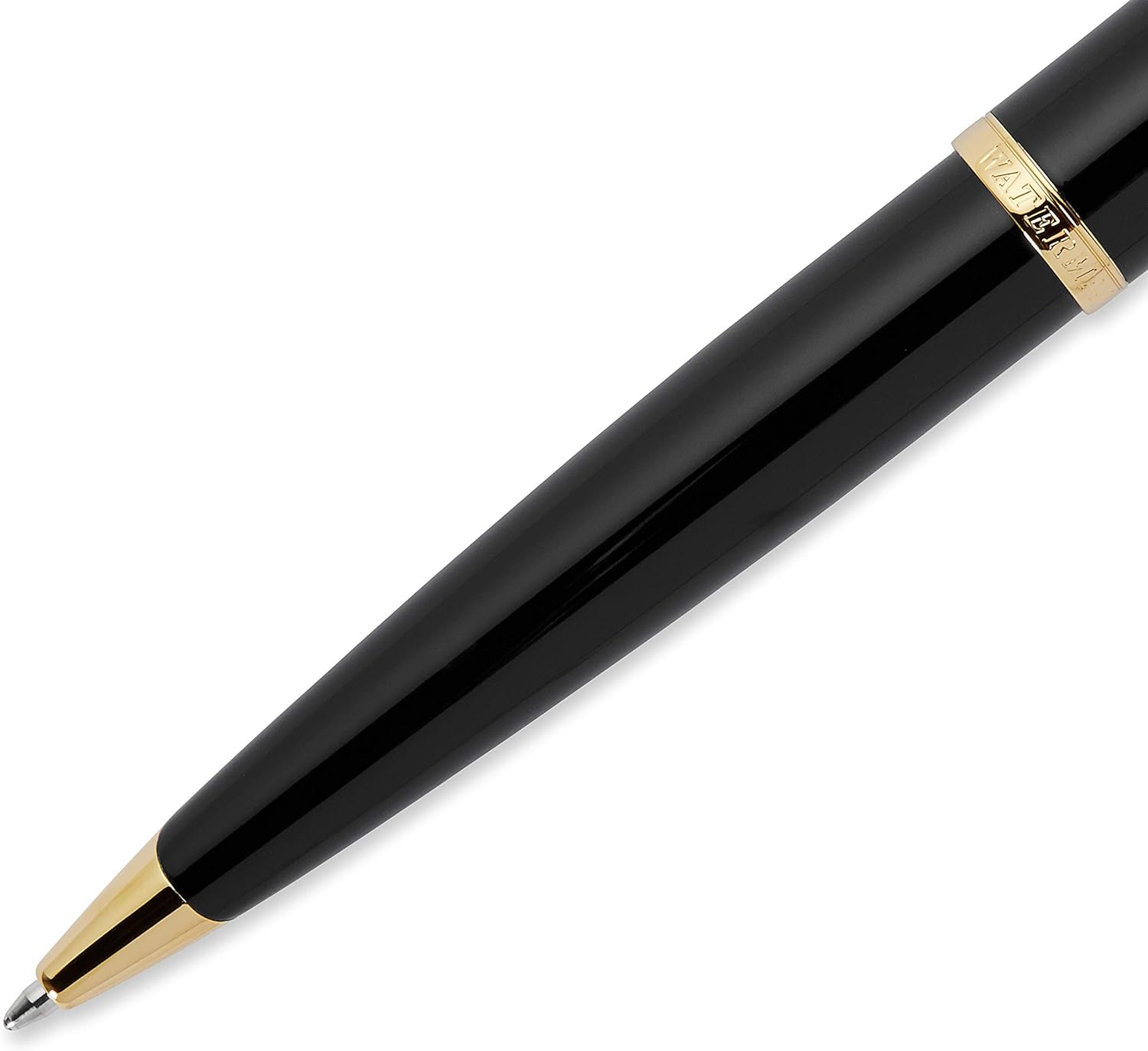 Waterman Carène Black Sea Ballpoint Pen | High-Gloss Black & 23k Gold Clip | Medium Point with Blue Ink Cartridge | Gift Box black gold trim