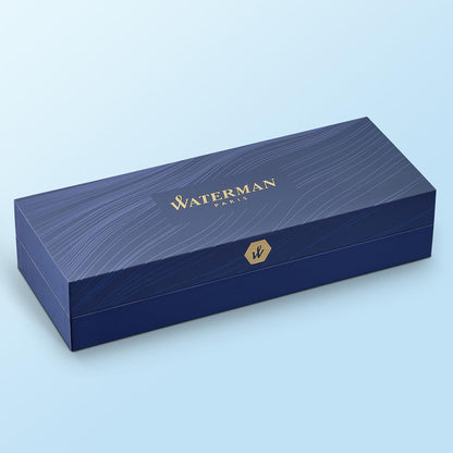 Waterman Hémisphère Fountain Pen | Gloss Black with Chrome Trim | Medium Nib | Blue Ink | Gift Box black with chrome trim medium nib