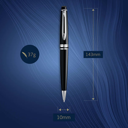 Waterman Expert Ballpoint Pen | Gloss Black with Chrome Trim | Medium Tip | Blue Ink | Gift Box Black | Chrome Trim Ballpoint