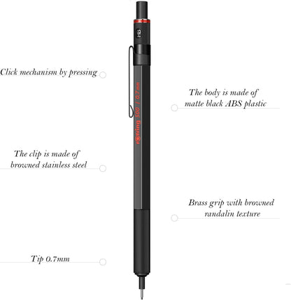 Rotring 500 Mechanical Pencil 0.7mm - Black Barrel