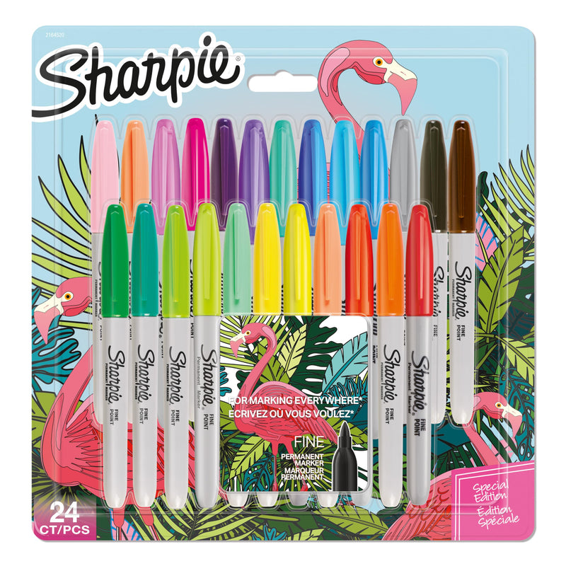 Sharpie Permanent Markers | Fine Point | Flamingo & Assorted Original Colours | 24 Marker Pens Flamingo assortment 1 count (Pack of 24)