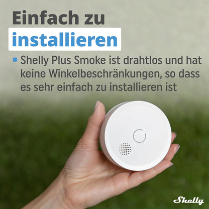 Shelly Plus Smoke | Smarter WLAN- und Bluetooth-Rauchmelder | Sofortige App-Benachrichtigung und akustische Warnungen | Feuermelder | EN 14604 | Einfach Einzurichten