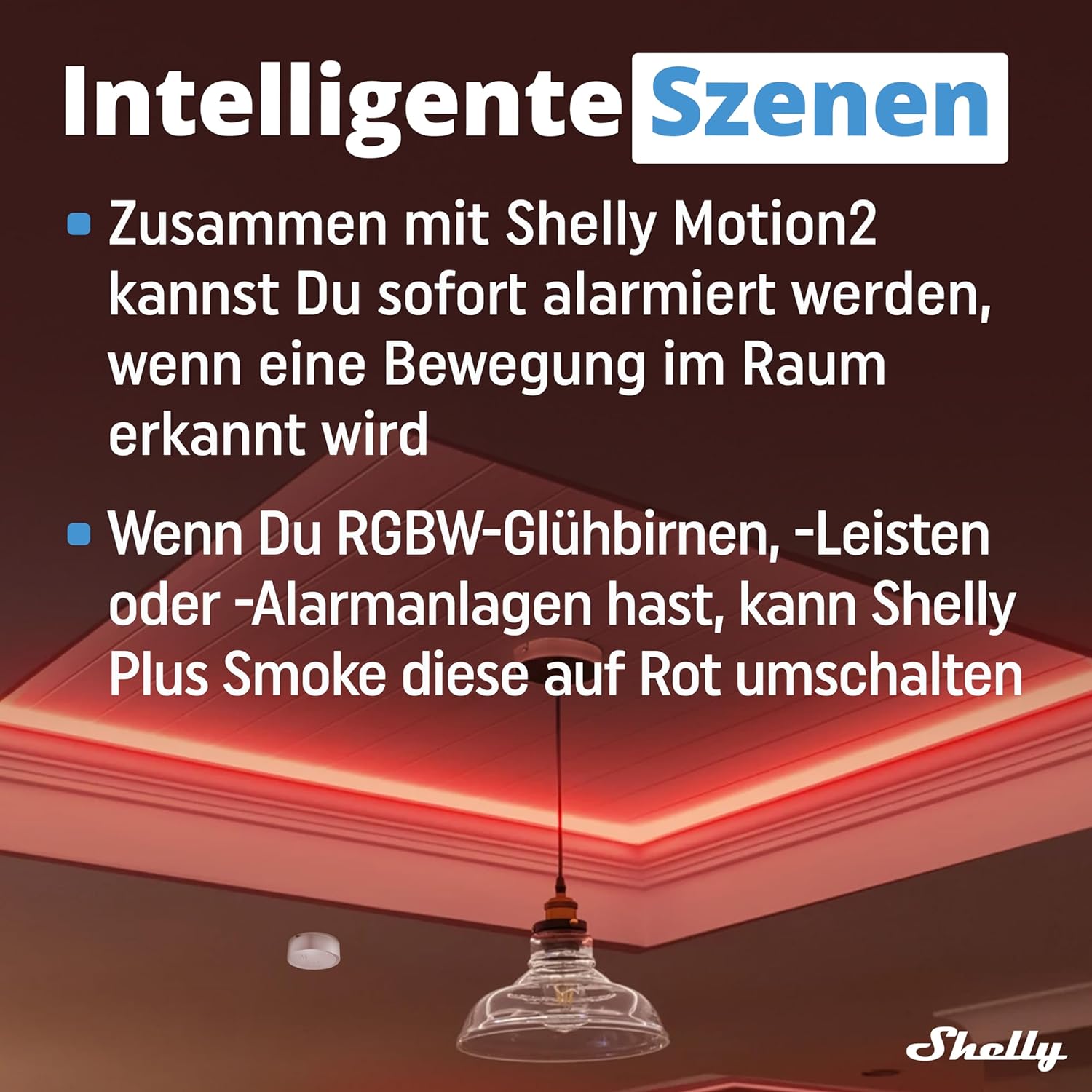 Shelly Plus Smoke | Smarter WLAN- und Bluetooth-Rauchmelder | Sofortige App-Benachrichtigung und akustische Warnungen | Feuermelder | EN 14604 | Einfach Einzurichten