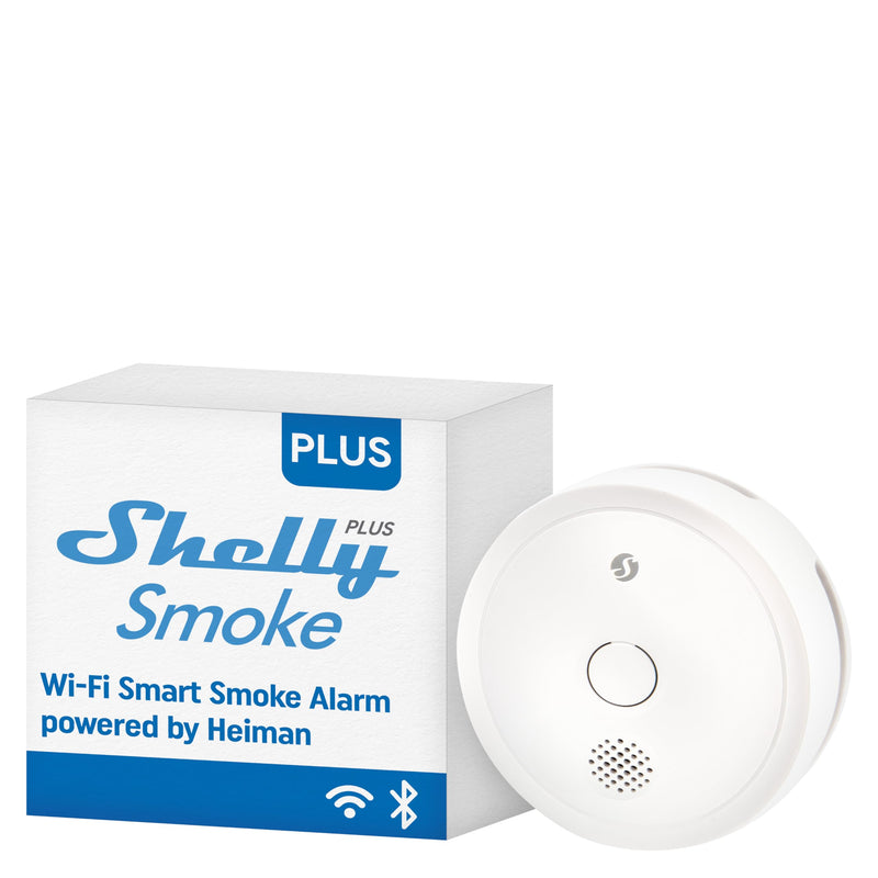 Shelly Plus Smoke | Smarter WLAN- und Bluetooth-Rauchmelder | Sofortige App-Benachrichtigung und akustische Warnungen | Feuermelder | EN 14604 | Einfach Einzurichten