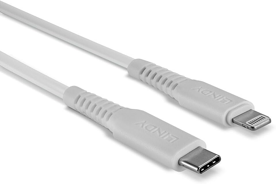 LINDY 2m USB Type C to Lightning Cable, White MFi Certified