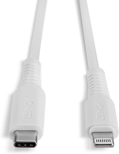 LINDY 2m USB Type C to Lightning Cable, White MFi Certified