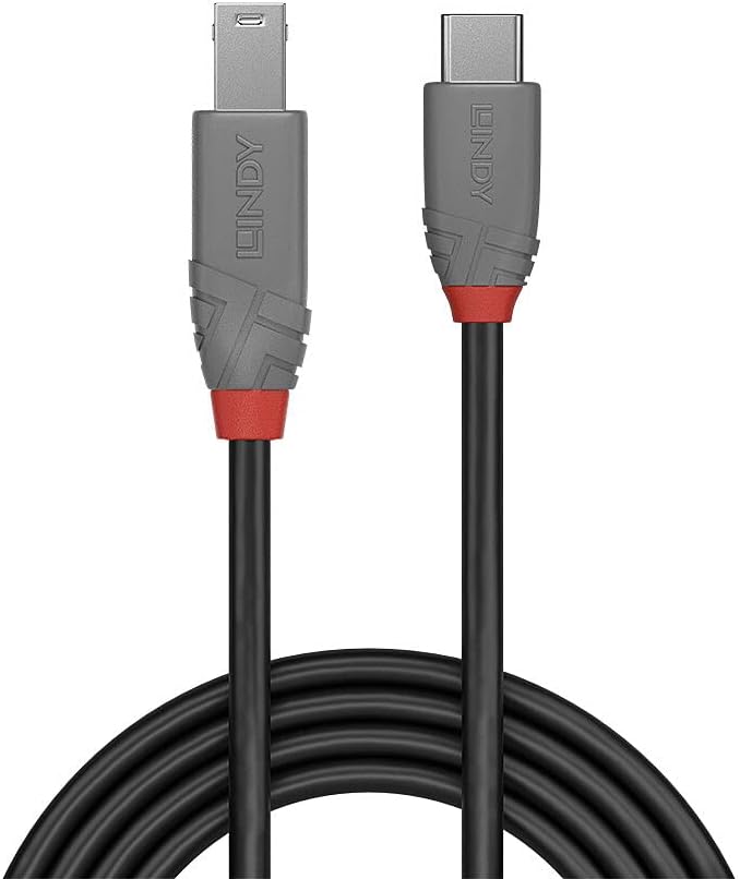 LINDY 3m USB 3.1 Cable, USB-C Male to USB-B 3.0 Male Type B, for MacBook Pro/Air, External Hard Drive, Scanner, Printer, Docking Station