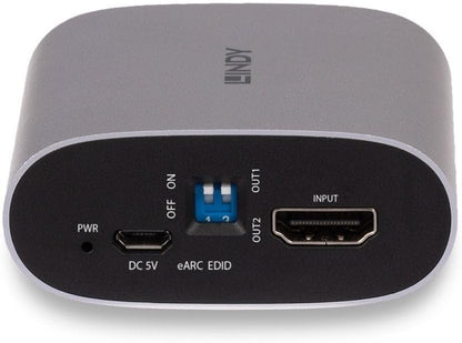 LINDY 4K60 HDMI eARC Extractor, Audio Extractor, HDMI 2.0, HDCP 2.3, 18Gbit/s, HDR10+, Dolby Vision, Dolby Atmos, 5.1/7.1 Audio