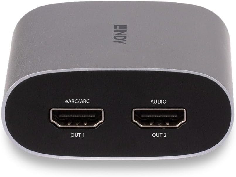 LINDY 4K60 HDMI eARC Extractor, Audio Extractor, HDMI 2.0, HDCP 2.3, 18Gbit/s, HDR10+, Dolby Vision, Dolby Atmos, 5.1/7.1 Audio