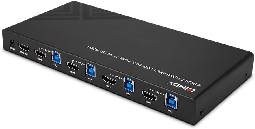 Lindy 4 Port HDMI 4K60, USB 3.0 & Audio KVM Switch