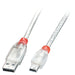 Lindy 41784 - Cable USB (3 m, USB A, Mini-USB B, 2.0, 480 Mbit/s, Transparente