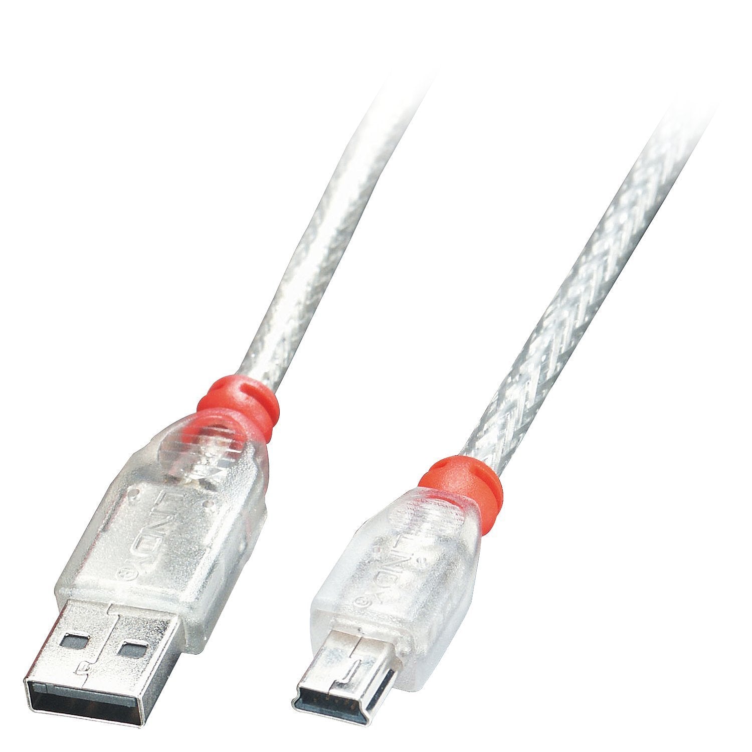 Lindy 41784 - Cable USB (3 m, USB A, Mini-USB B, 2.0, 480 Mbit/s, Transparente