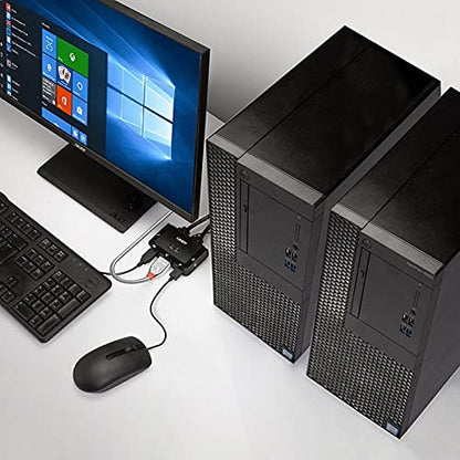 Lindy Conmutador KVM de 2 Puertos HDMI 2.0, USB 2.0 y Cable de Audio