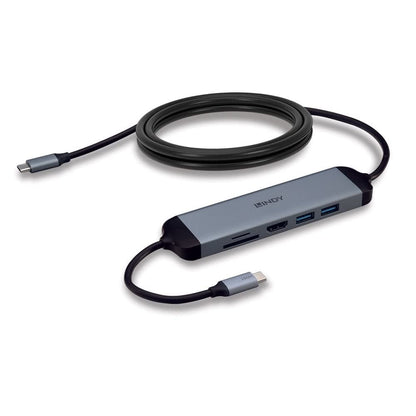 Lindy DST-Micro 140, USB C Laptop Micro Docking Station with 4K & 1.4m 60W Charging Cable for HP Mac Acer Dell Asus Lenovo with HDMI, SD, microSD, 2 SuperSpeed USB